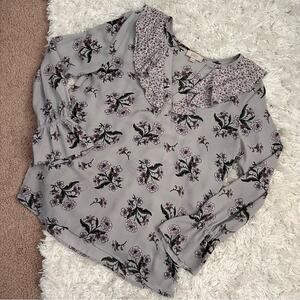 Loft Outlet Multicolored Floral Ruffle Blouse Top Size M